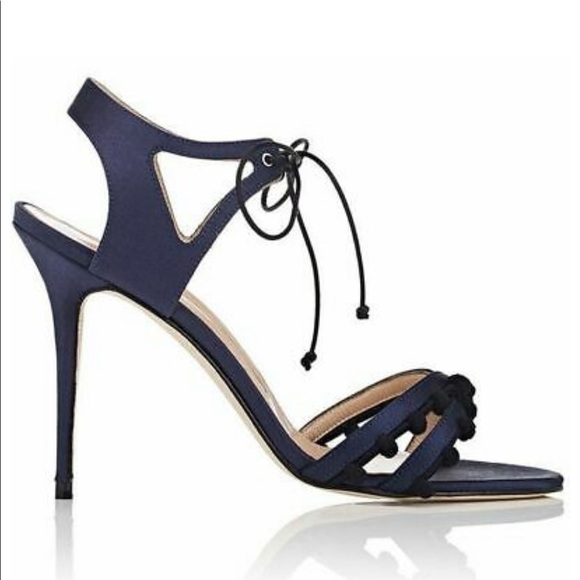 Manolo Blahnik ‘Esparra’ Sandals in Navy Blac - Picture 7 of 11